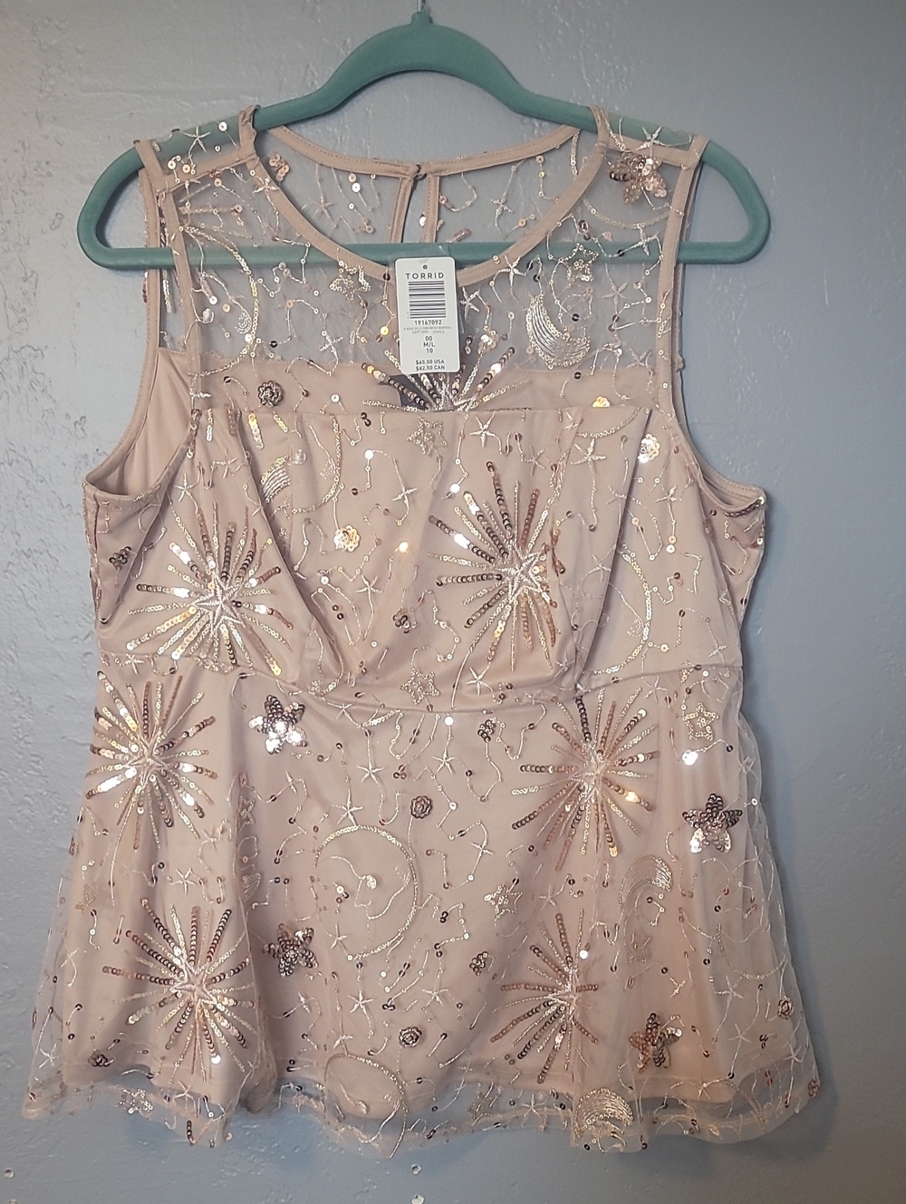Torrid Blush Starburst Sequin Peplum Top